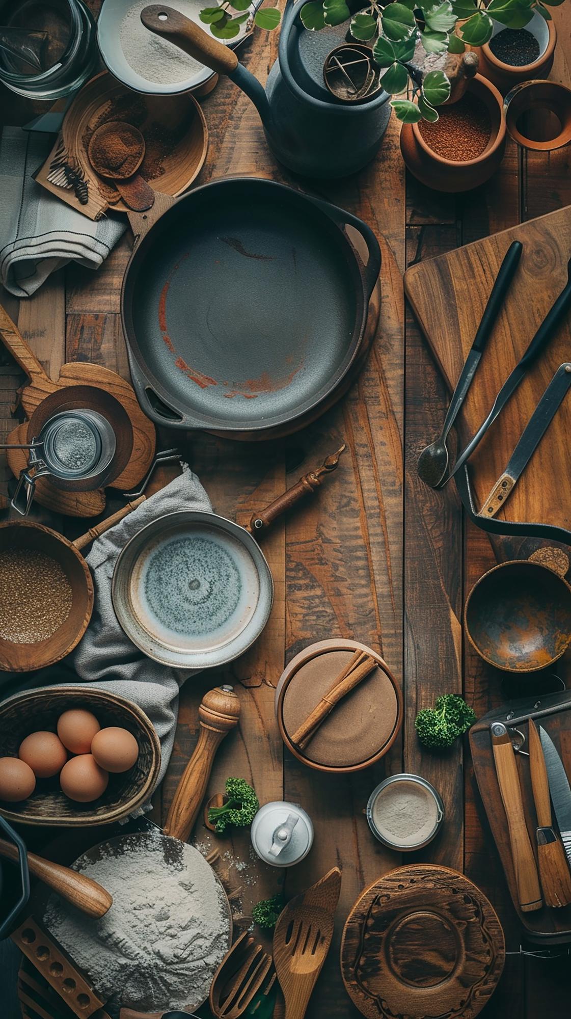 Workshop table with ingredients
