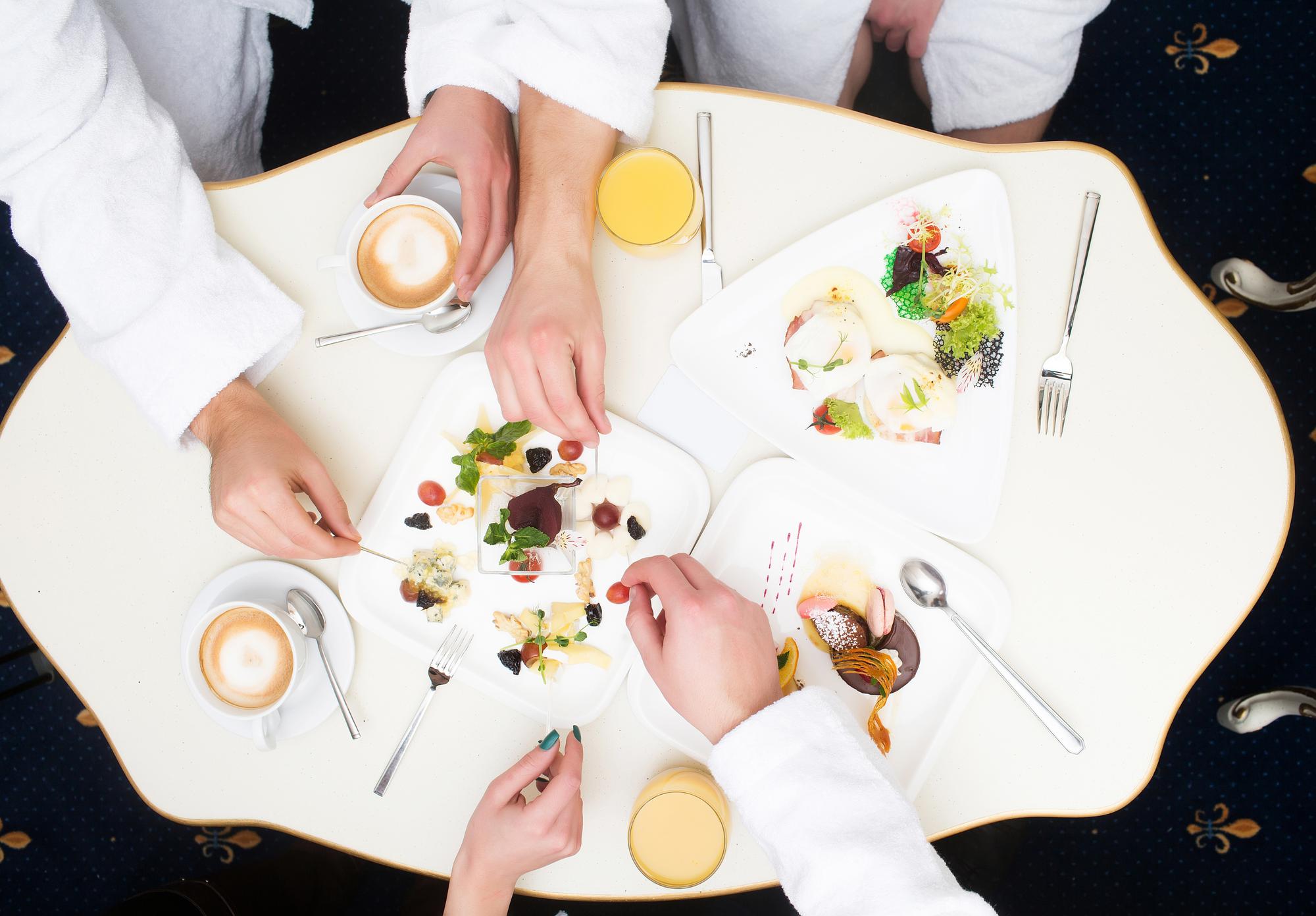Participants tasting a dish